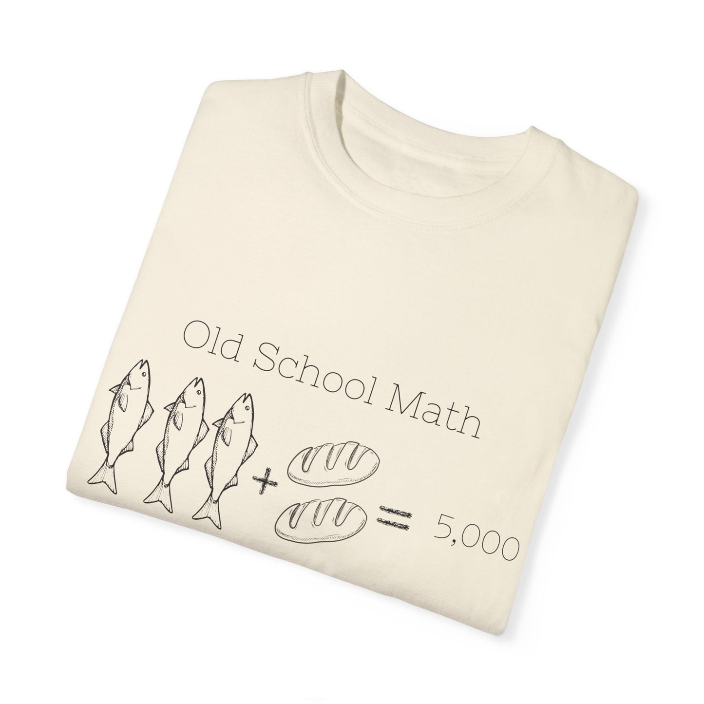 Religious T-Shirt with 3 Fish and 2 Loaves Feeding 5000