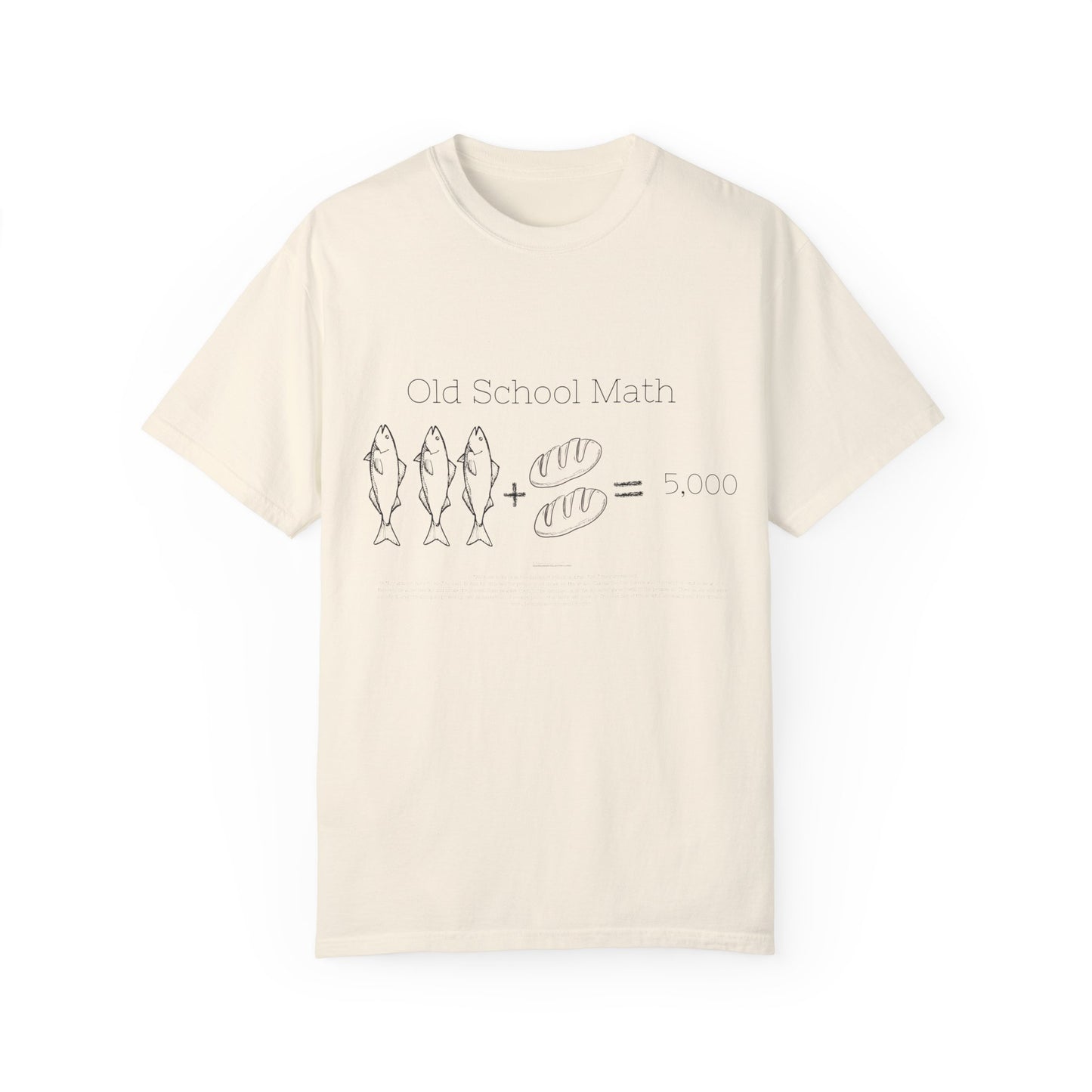 Religious T-Shirt with 3 Fish and 2 Loaves Feeding 5000